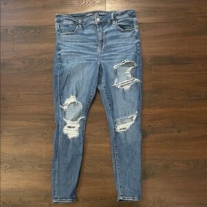 American Eagle Outfitters Distressed Blue Skinny Jeans